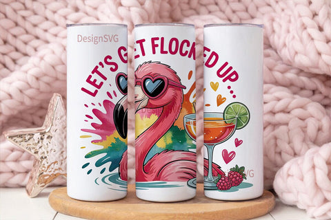 Flamingo Summer Cocktail 20oz Tumbler Sublimation DesignSVG 