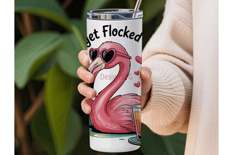 Flamingo Summer Cocktail 20oz Tumbler Sublimation DesignSVG 