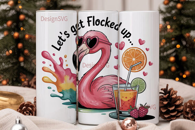 Flamingo Summer Cocktail 20oz Tumbler Sublimation DesignSVG 
