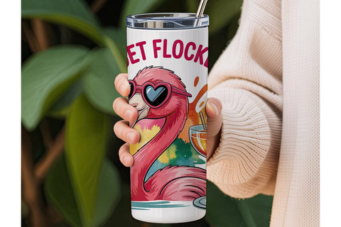 Flamingo Summer Cocktail 20oz Tumbler Sublimation DesignSVG 