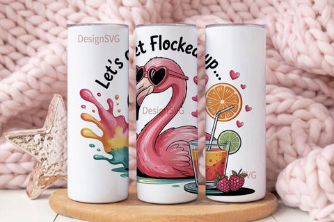 Flamingo Summer Cocktail 20oz Tumbler Sublimation DesignSVG 