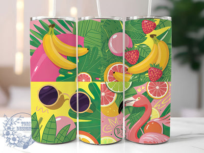 Flamingo Summer Vibes 20oz Tumbler, Flamingo Sunglasses, 20oz Tumbler Wrap, Sublimation PNG, Tropical Cup Design, Beach Gift, Fun Summer Tumbler Sublimation ToriDesigns 