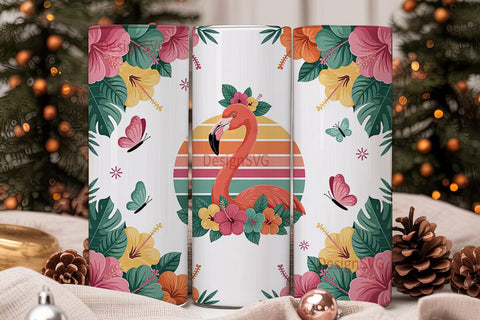 Flamingo Sunset 20oz Tumbler Wrap Sublimation DesignSVG 