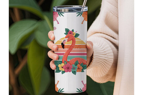 Flamingo Sunset 20oz Tumbler Wrap Sublimation DesignSVG 