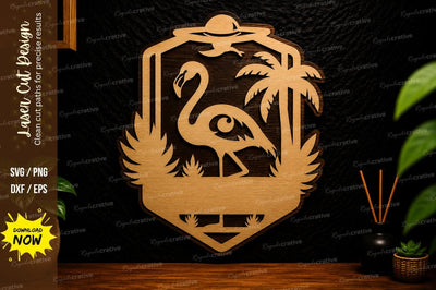 Flamingo Sunset Frame Laser Cut SVG Design SVG Regulrcrative 