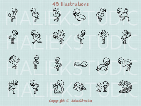 Flamingo SVG Design Set SVG HalieKStudio 