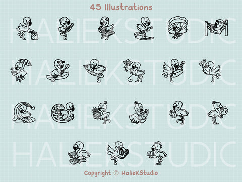 Flamingo SVG Design Set SVG HalieKStudio 