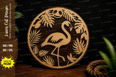 Flamingo Tropical Circle Laser Cut Svg Design SVG Regulrcrative 