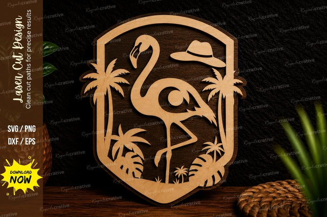 Flamingo Tropical Frame Laser Cut Svg Design SVG Regulrcrative 