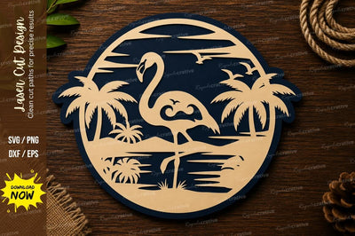 Flamingo Tropical Sunset Laser Cut SVG File SVG Regulrcrative 