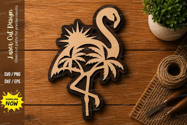 Flamingo Tropical SVG | Beach Laser Cut File | Glowforge CNC DXF PNG EPS SVG Regulrcrative 