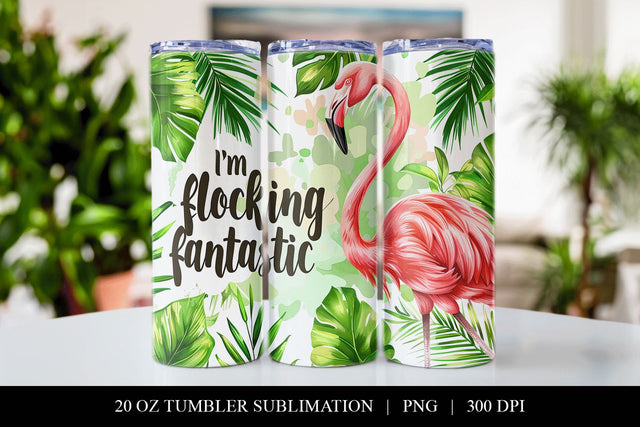 Flamingo Tumbler Design, 20oz Flocking Fantastic Tumbler PNG Sublimation BijouBay 