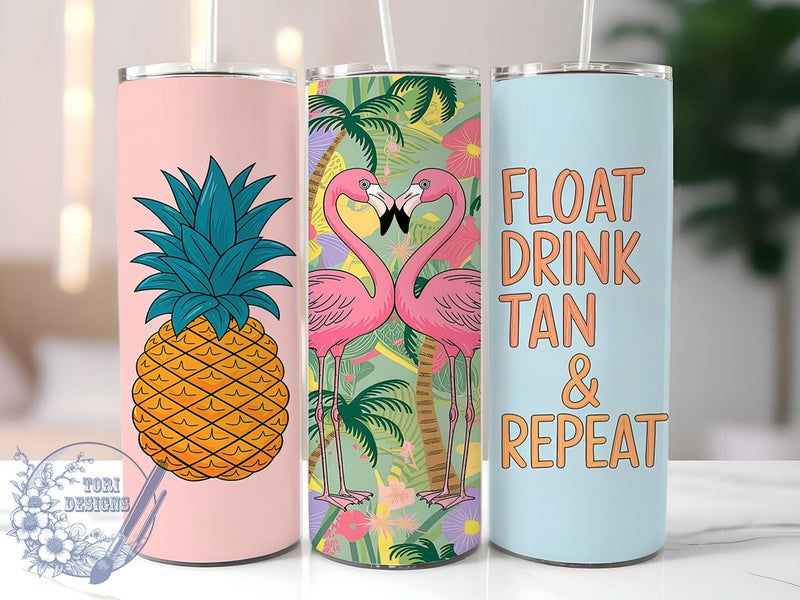 Flamingo Tumbler, Summer Drinkware, Tropical Design, 20 oz Sublimation, Cute Drink Tumbler, Beach Party Mug, Summer Vibes, Fun Drinkware Sublimation ToriDesigns 
