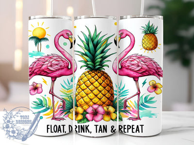 Flamingo Tumbler, Summer Drinkware, Tropical Design, 20 oz Sublimation, Cute Drink Tumbler, Beach Party Mug, Summer Vibes, Fun Drinkware Sublimation ToriDesigns 