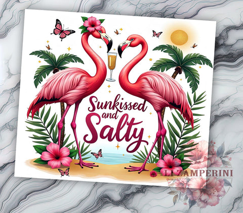 Flamingo Tumbler, Sunkissed Design, 20 Oz Tumbler, Sublimation PNG, Salty Beach Vibes, Tropical Tumbler, Summer Drinkware Sublimation Li Zamperini 