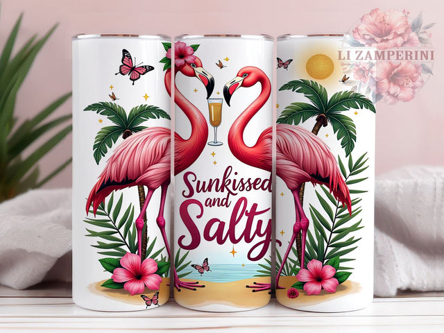 Flamingo Tumbler, Sunkissed Design, 20 Oz Tumbler, Sublimation PNG, Salty Beach Vibes, Tropical Tumbler, Summer Drinkware Sublimation Li Zamperini 