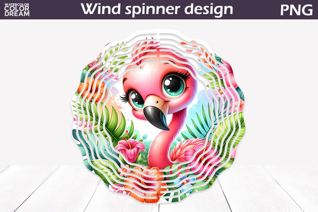 Flamingo Wind Spinner | Wind Spinner Sublimation WatercolorColorDream 