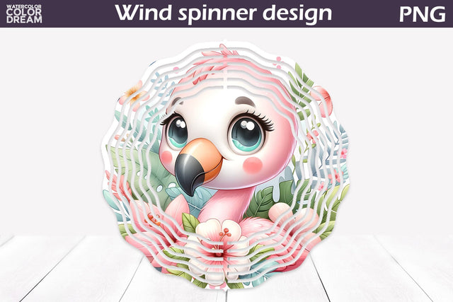 Flamingo Wind Spinner | Wind Spinner Sublimation WatercolorColorDream 