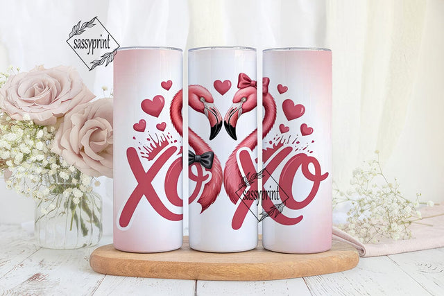 Flamingo XOXO 20oz Tumbler Wrap Sublimation sassyprint 