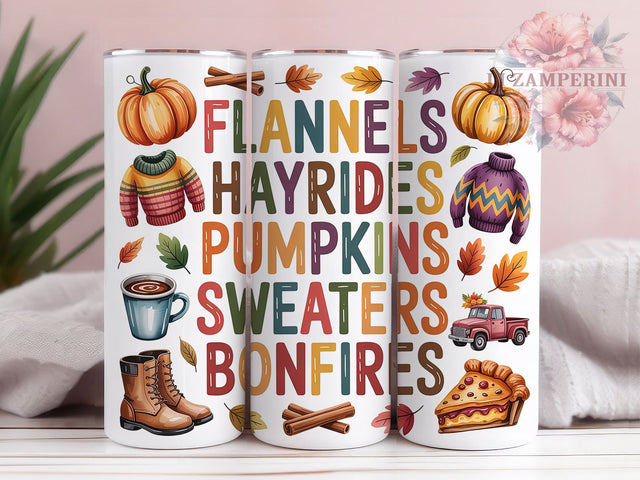 Flannel Hayride Cozy Fall Tumbler, Hayride Fall Wrap, Pumpkin Sweater Cup, 20oz Sublimation, Bonfire Mug Design, Cozy Fall Tumbler, Autumn Season Drinkware Sublimation Li Zamperini 