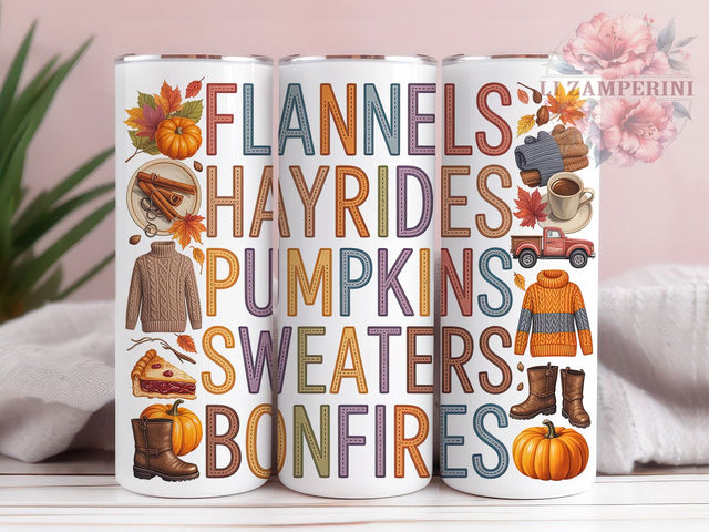 Flannel Hayride Cozy Fall Tumbler, Hayride Fall Wrap, Pumpkin Sweater Cup, 20oz Sublimation, Bonfire Mug Design, Cozy Fall Tumbler, Autumn Season Drinkware Sublimation Li Zamperini 