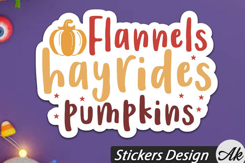 Flannels hayrides pumpkins Stickers Design SVG akazaddesign 