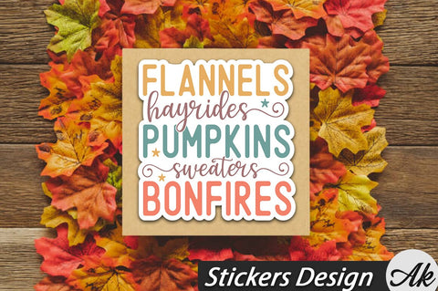Flannels hayrides pumpkins sweaters bonfires Stickers Design SVG akazaddesign 