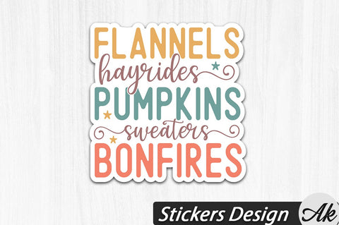 Flannels hayrides pumpkins sweaters bonfires Stickers Design SVG akazaddesign 