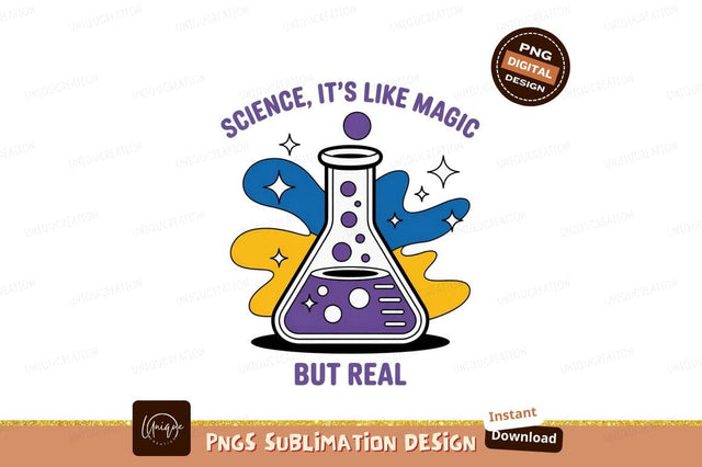 Flask with purple liquid and bubbles science Sublimation Designangry 