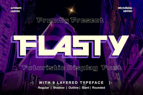 Flasty - Futuristic Font Font twinletter 
