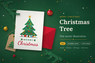 Flat Merry Christmas Tree SVG SVG ampersand 