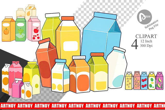 Flavored Milk Carton Clipart Sublimation artnoy 