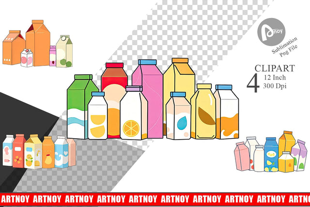 Flavored Milk Carton Clipart Sublimation artnoy 