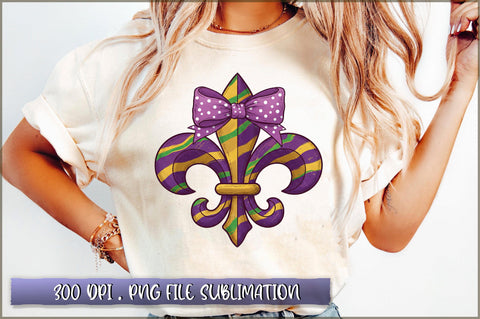 Fleur De Lis Coquette Bow, Mardi Gras PNG Sublimation Shetara Begum 