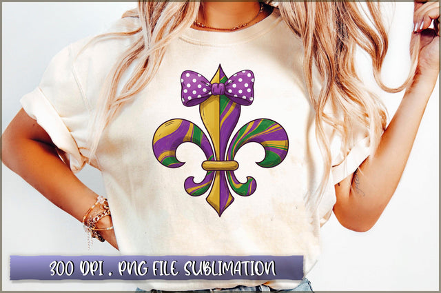 Fleur De Lis Coquette Bow, Mardi Gras PNG Sublimation Shetara Begum 