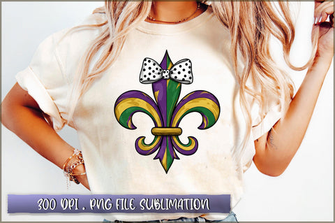 Fleur De Lis Coquette Bow, Mardi Gras PNG Sublimation Shetara Begum 