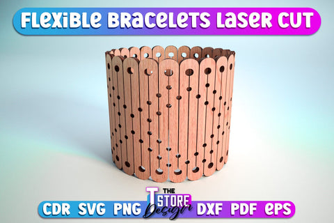 Flexible Bracelet Laser Cut Bundle | Jewelry Design | Wooden Bracelet | CNC File SVG The T Store Design 