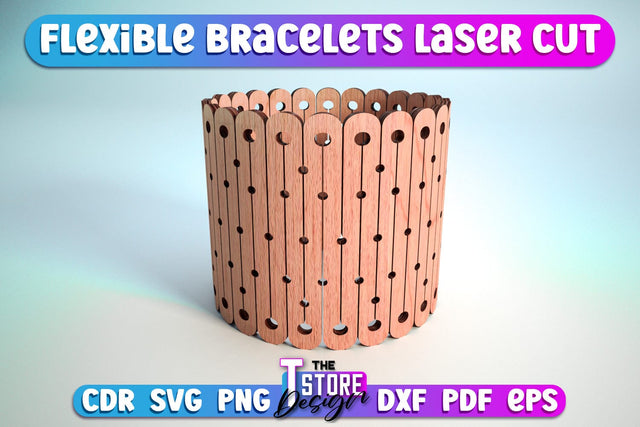 Flexible Bracelet Laser Cut | Jewelry Design | Wooden Bracelet | CNC File SVG The T Store Design 