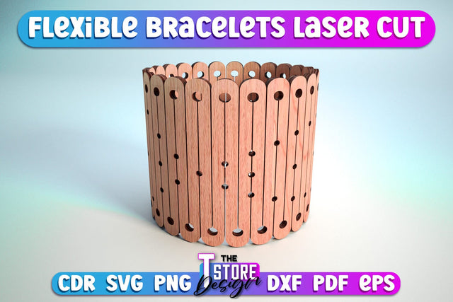 Flexible Bracelet Laser Cut | Jewelry Design | Wooden Bracelet | CNC File SVG The T Store Design 