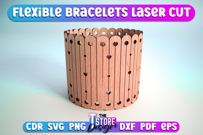 Flexible Bracelet Laser Cut | Jewelry Design | Wooden Bracelet | CNC File SVG The T Store Design 