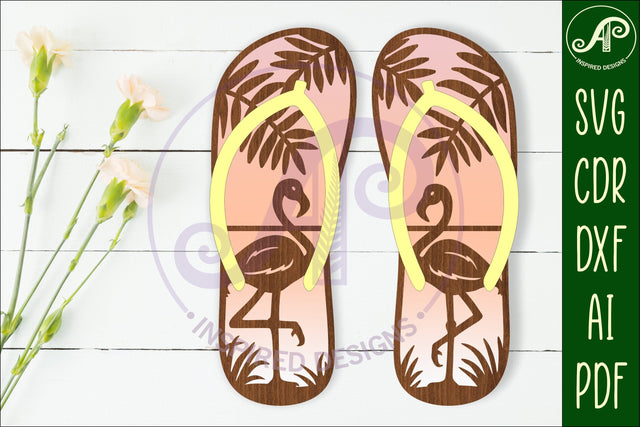 Flip flop flamingo layered wall art sign, SVG file SVG APInspireddesigns 