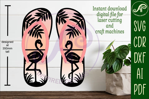 Flip flop flamingo layered wall art sign, SVG file SVG APInspireddesigns 