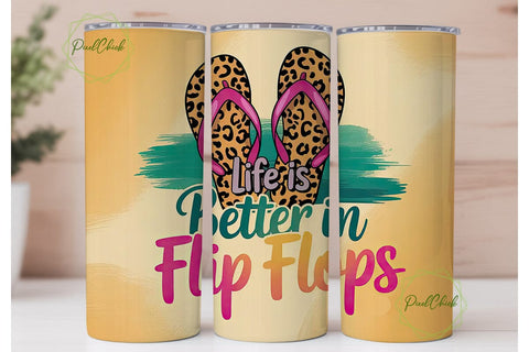 Flip Flop Fun 20oz Tumbler Wrap Sublimation PixelChick 