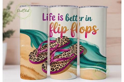 Flip Flop Fun 20oz Tumbler Wrap Sublimation PixelChick 