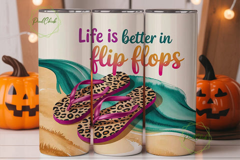 Flip Flop Fun 20oz Tumbler Wrap Sublimation PixelChick 
