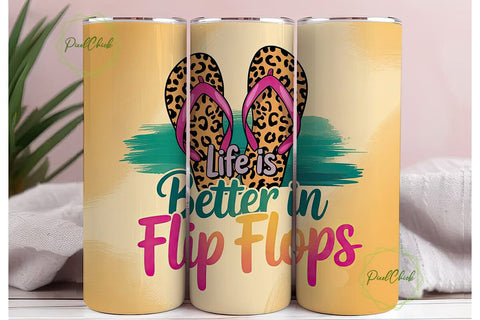 Flip Flop Fun 20oz Tumbler Wrap Sublimation PixelChick 