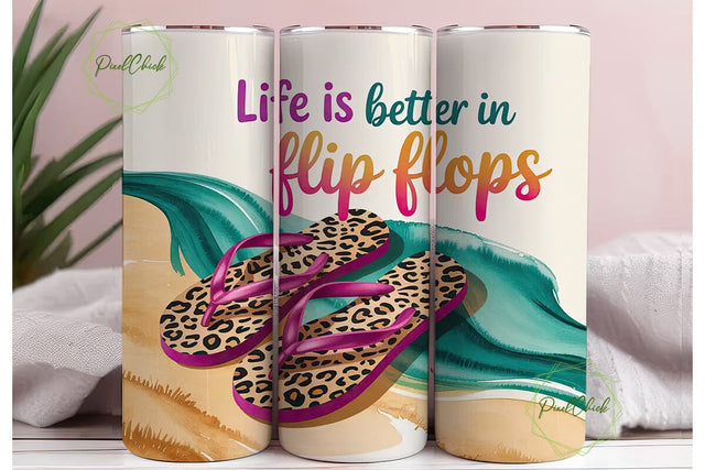 Flip Flop Fun 20oz Tumbler Wrap Sublimation PixelChick 