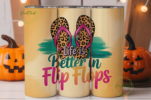 Flip Flop Fun 20oz Tumbler Wrap Sublimation PixelChick 
