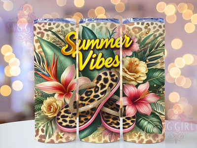 Flip Flop Leopard Floral 20oz Tumbler Wrap Sublimation Design, Straight Tapered Tumbler Wrap, Summer Vibes Tumbler Png, Instant Digital Download Sublimation SvggirlplusArt 