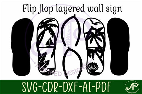 Flip flop sail boat beach layered wall art sign, SVG file SVG APInspireddesigns 